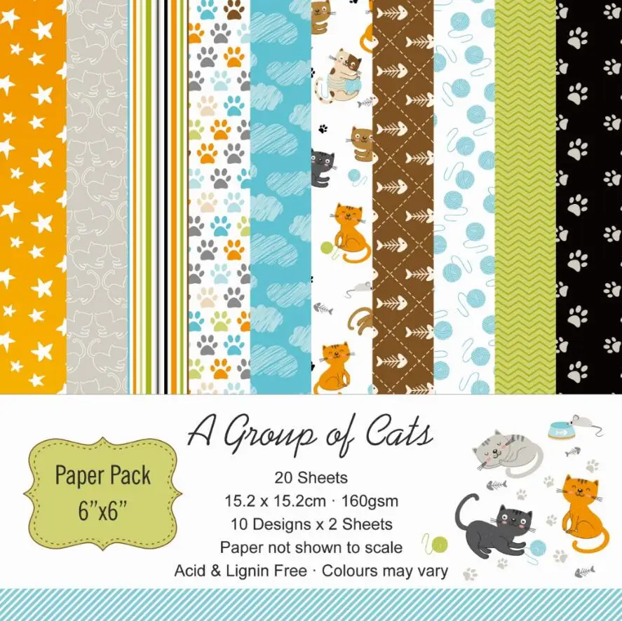 

DIY graup of cat Scrapbooking paper pack of 20sheets handmade craft paper craft Background pad/P048