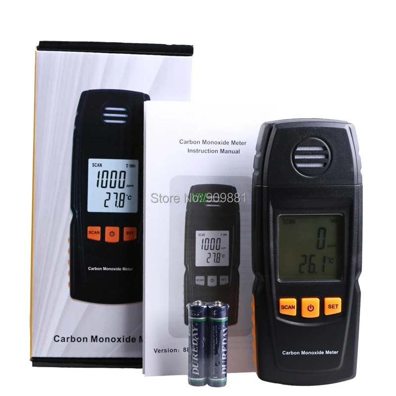 Портативный Измеритель угарного газа CO детектор анализатор 0-1000ppm ЖК-цифровой тестер утечки угарного газа Разрешение: 1ppm коробка