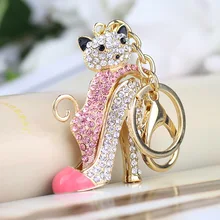 Women Crystal High Heeled Rhinestone Keychain Purse Pendant Bags Cars Shoe Ring Holder Chains Key Rings For Women Gifts