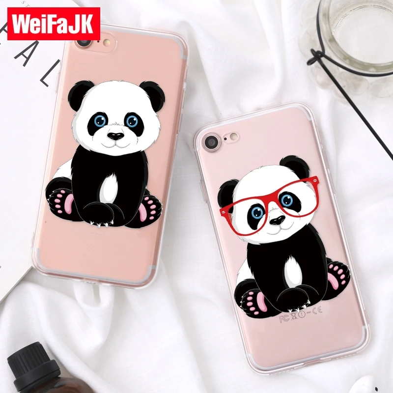 

WeiFaJK Cute Cartoon Unicorn Panda Case for iPhone 6 6s 5s 7 Silicone Clear Soft Cover Case for iPhone 7 8 Plus Case 6 5 Coque