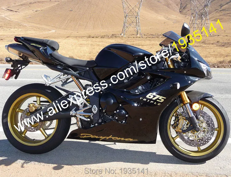 Для Triumph Daytona 675 2006 2007 2008 06 08 глянцевый черный обтекатель кузова мотоцикла (литье