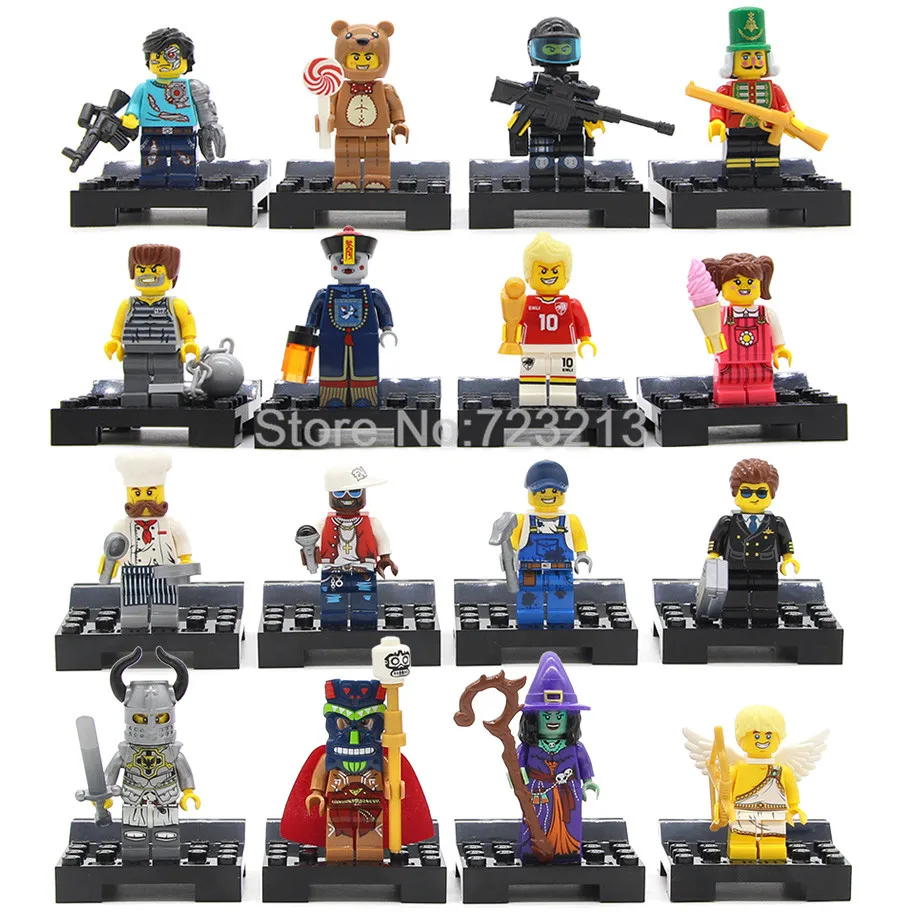 

8/16pcs Cartoon Cute Figure Set Nutcracker Cupid SWAT Teutonic Knight Witch Model Building Blocks kits Brick Toys for Children