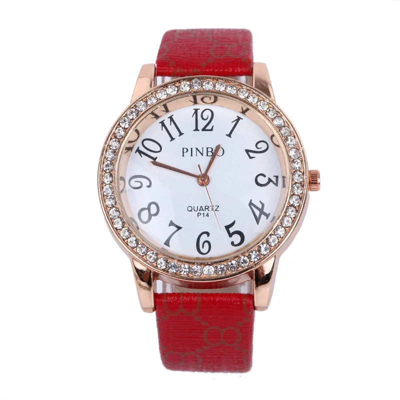 

Famous top brand PINBO belt quartz men's watch fashion crystal ladies watch low price Christmas gift watch Relogio Feminino