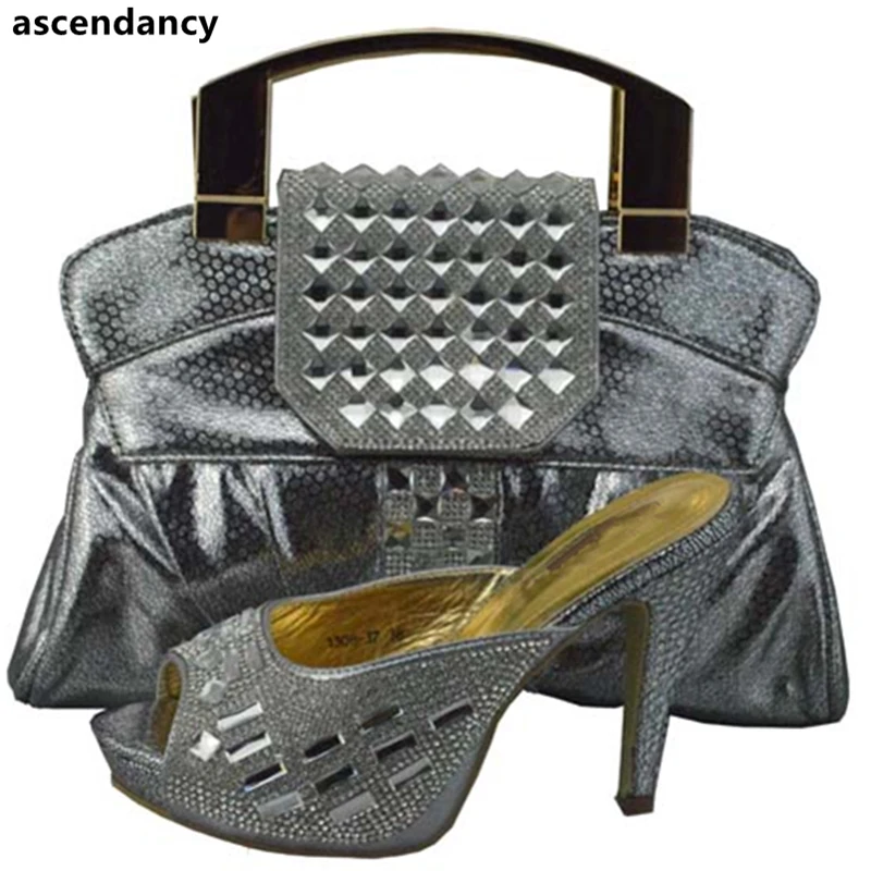 

Italian Designer Shoes and Bags Matching Set Decorated with Rhinestone Designer Shoes Women Luxury 2018 Bag and Shoes Set Italy