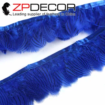 

Leading Supplier ZPDECOR 10yards/lot 2-3.2inch High Quality Royal Blue Silver Pheasant Feathers Trim Cheap Sale