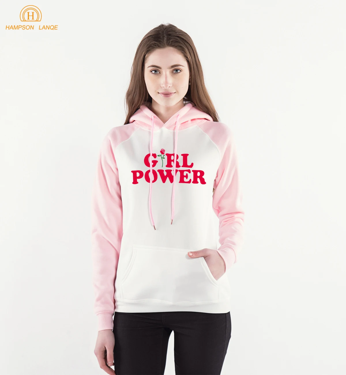 Винтажная толстовка реглан с капюшоном для девушек Power &amp Rose брендовые свитшоты
