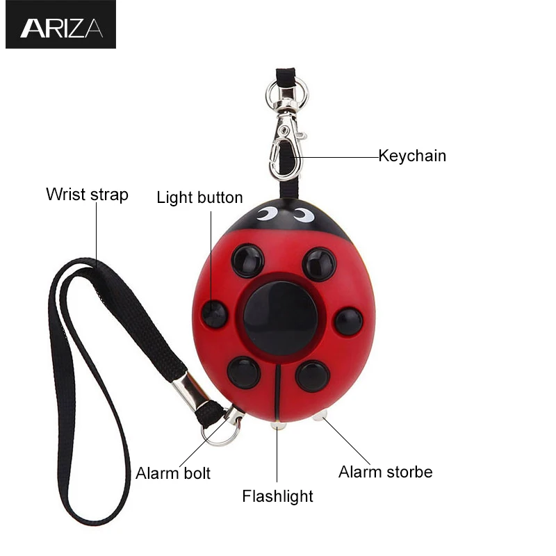 2017 new Ladybug Personal Alarm Anti Rob Key Chain alarm for women girls kids elderly and students self protection