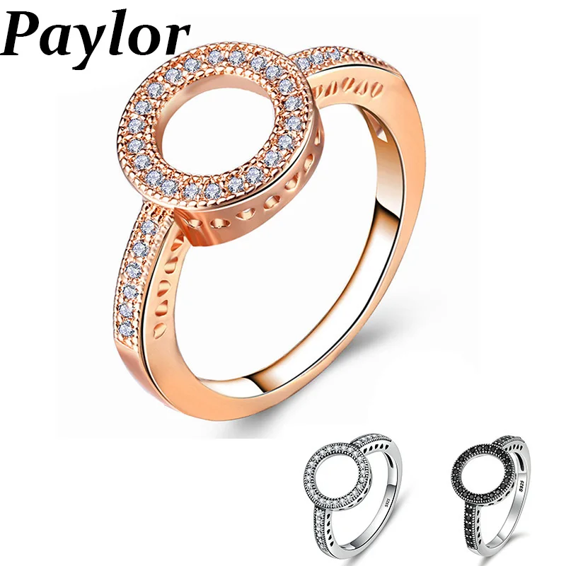 

Fashion Rose Gold Color Silver Forever Clear White CZ Circle RoundBrand Finger Rings for Women Jewelry Valentine's Day Gifts