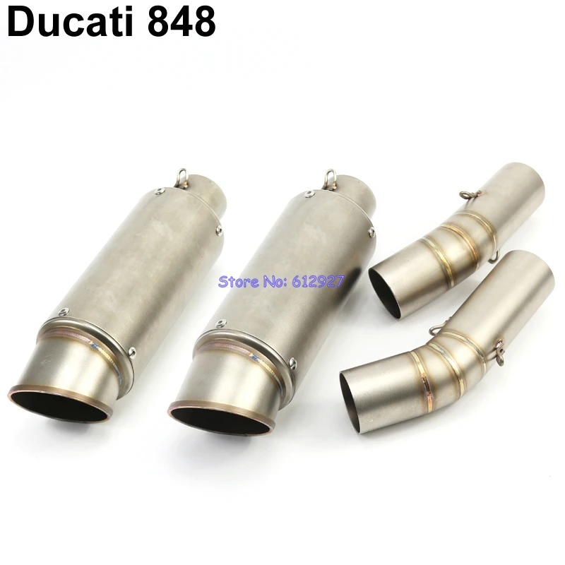 

Motorcycle for Ducati 848 Slip On Exhaust Pipe System Mufflers Escape and Connector Link Mid Pipes with DB Killer