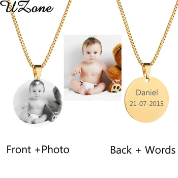 

UZone Custom Engraved Blank Necklace Personalized Photo & Name Necklace Can Drop Shipping