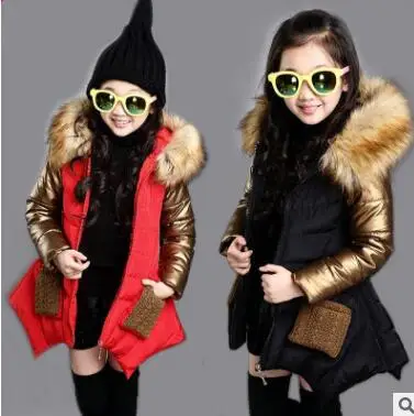 

New Thickness Warmer Down Jacket For Girl Parka Kids Winter Long Jacket Manteau Fille Hiver Hooded Girls Winter Coat B511