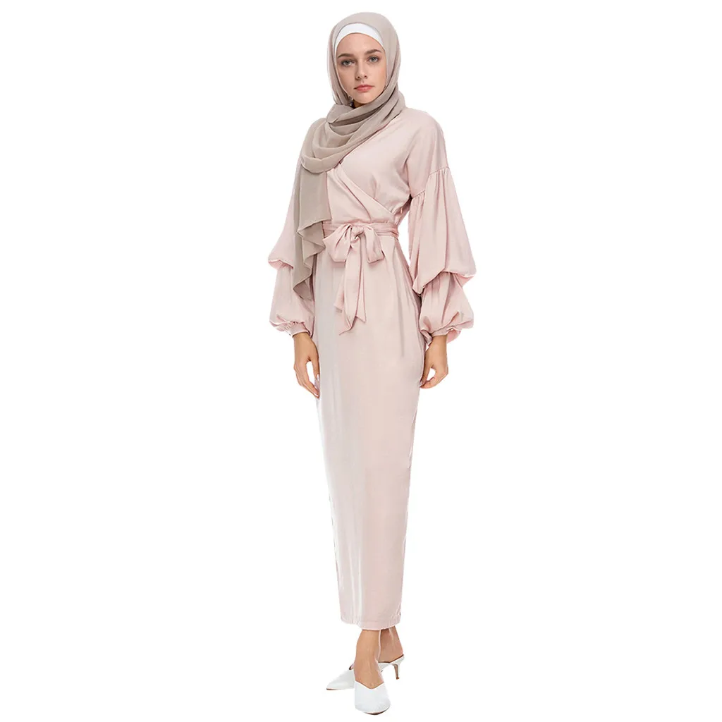 

Feitong 2019 Dress Women Vestidos Verano Muslim Women Modest Maxi Dress Abaya Turkey Puff sleeve Long Robe Kaftan Clothes