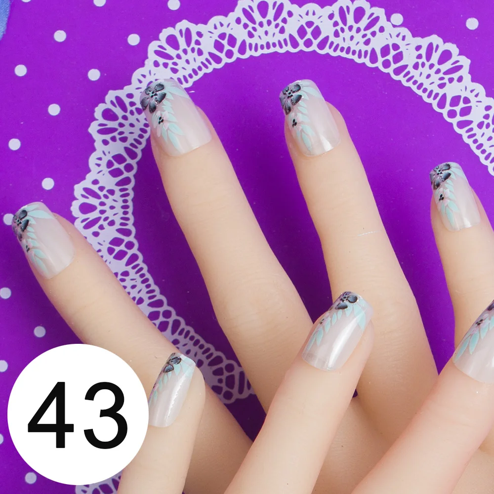 JQ 24 шт. Nail Art Советы в 1 коробке с клей для ногтей клейкие ленты нажмите на накладные советы полное покрытие накладные ногти 10 размеров Faux ongles