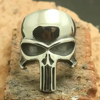 

Mens 316L Stainless Steel Big The Punisher Skull Ring Factory Price