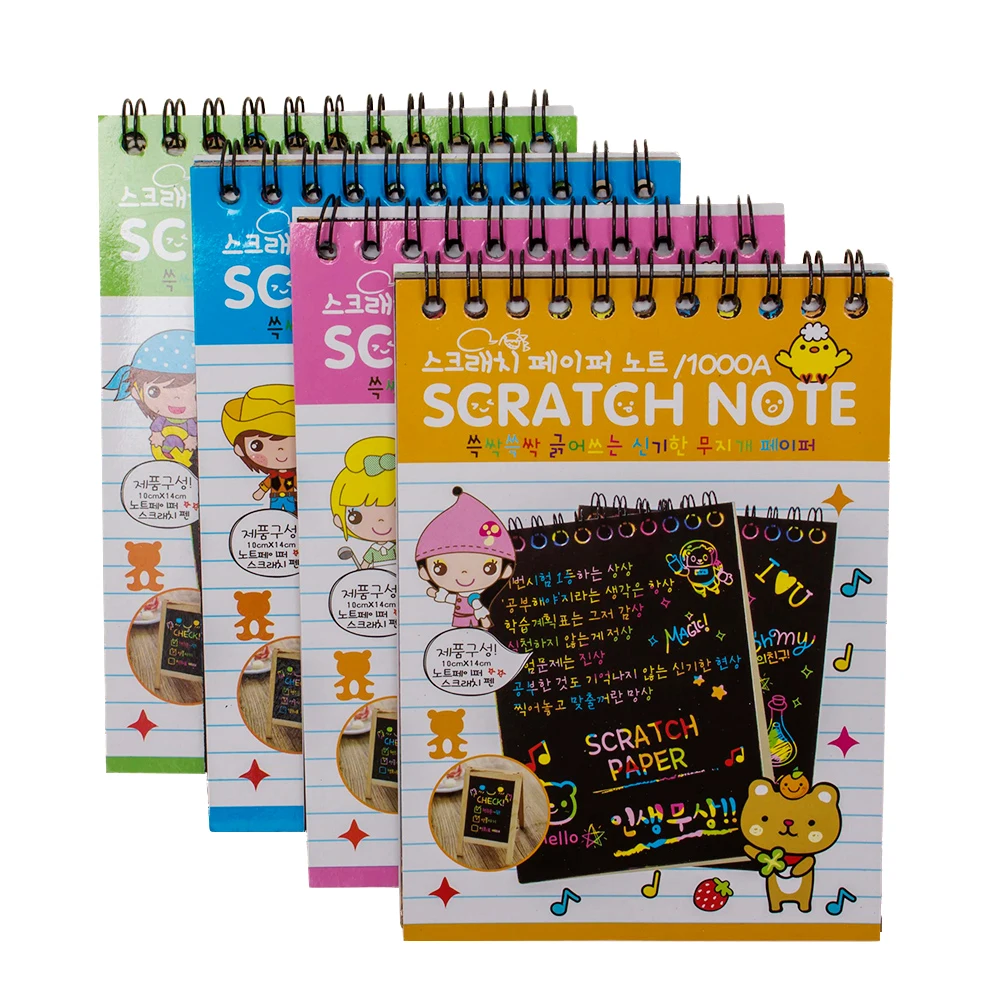 

DIY Scratchbook Scratch Sticker Note Book Drawing Children Kids Painting Graffiti Creative Imagination Development Toy Stationey