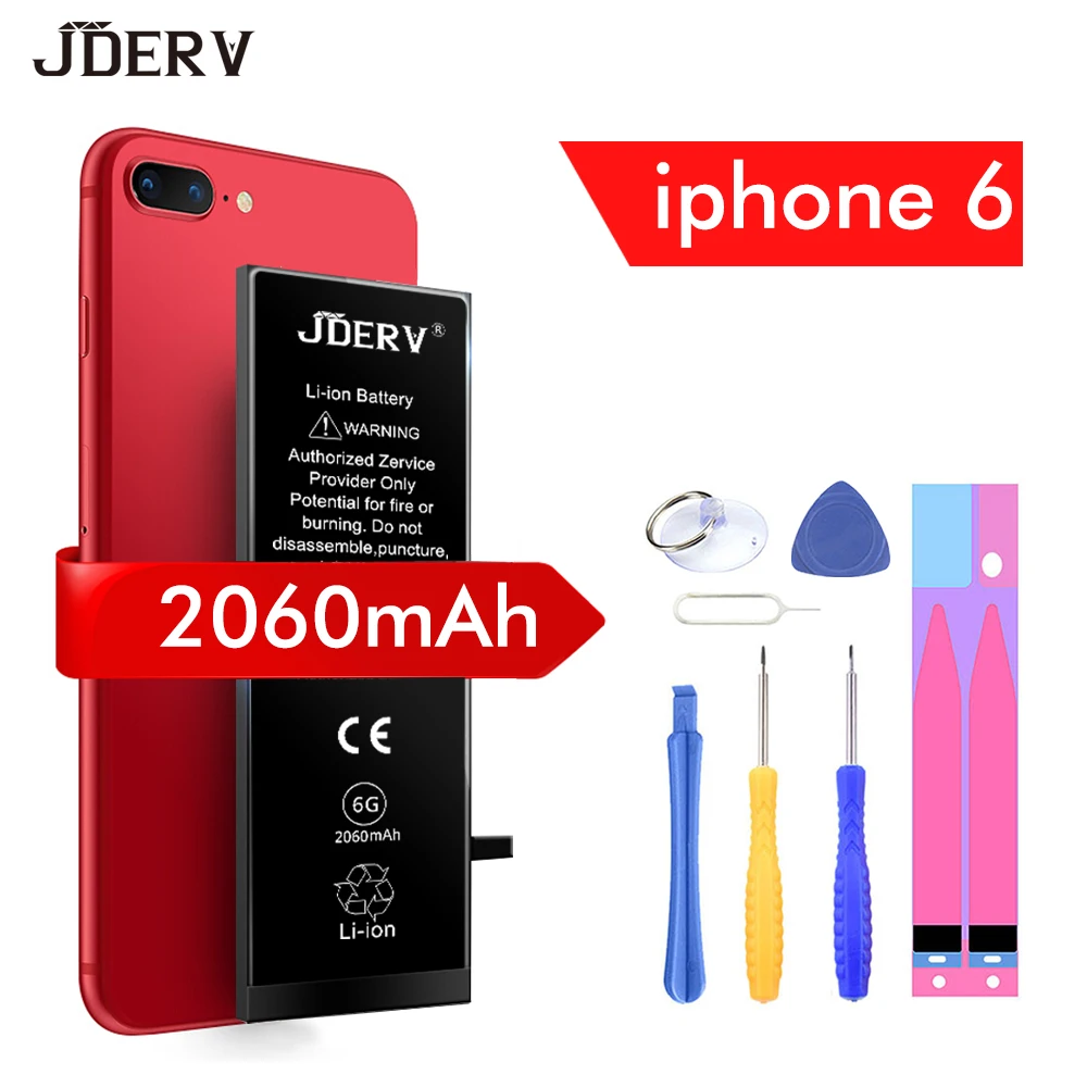 Original JDERV Phone Battery For iPhone 6 6G 2060mAh Max Capacity
