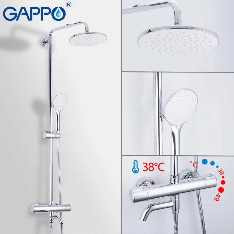 Billige GAPPO Dusche System badezimmer thermostat dusche wasserhahn bad dusche mischbatterie set wasserfall badewanne wasserhahn regen dusche kopf set
