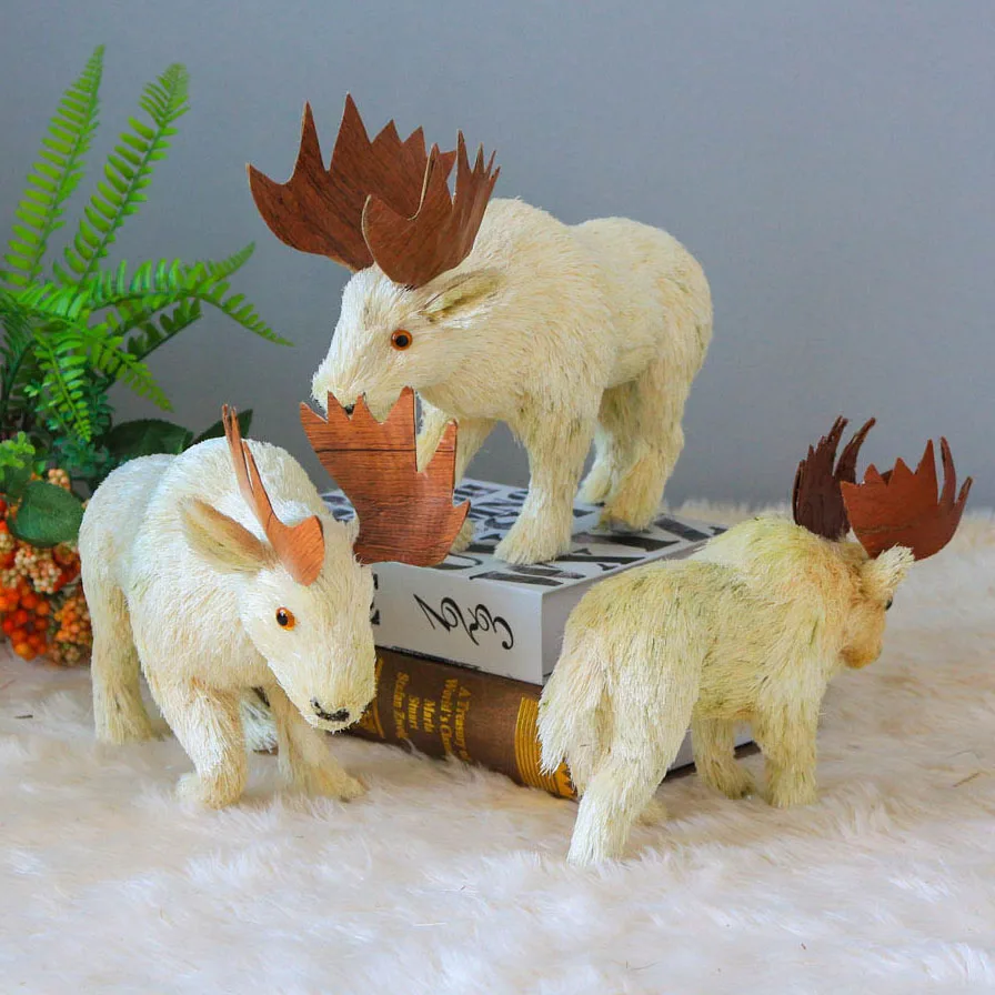 

Sisal Moose Figure Christmas Tabletop Decor Moose Statue Sculpture Farmhouse Animal Home Decor Natural Rustic Handmade Animal