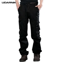 Мужские брюки карго полной длины Хлопок Свободный Повседневный стиль сафари карманы рабочие брюки черный кофе плюс размер мода 045-965