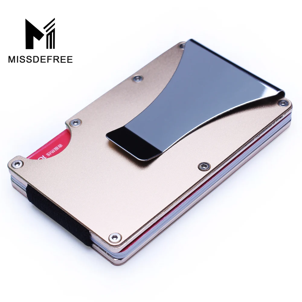 Алюминиевый мини кошелек с блокировкой Rfid тонкий металлический защитой от