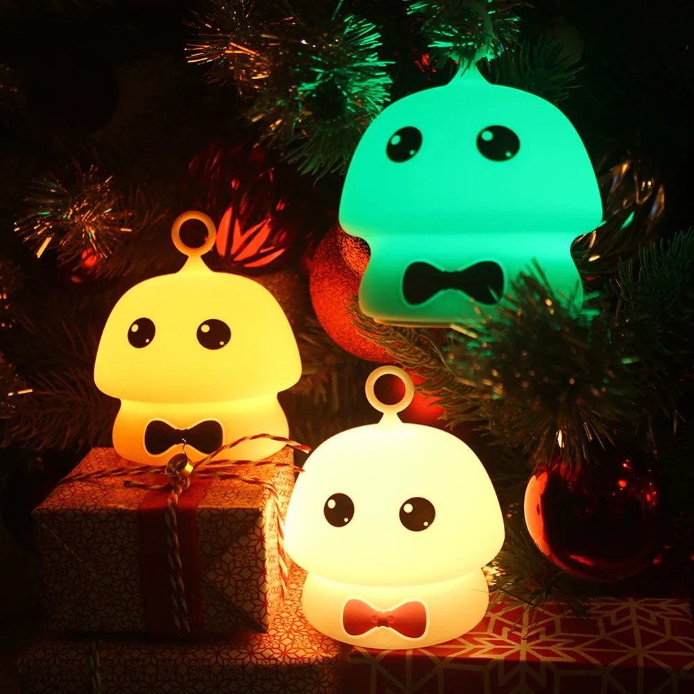 

1PC Rechargeable Silicone Mushroom Night Lamp Kids Xmas Gift Adjustable 7Colors Cut Mushroom Breathing Light Home Bedside Light