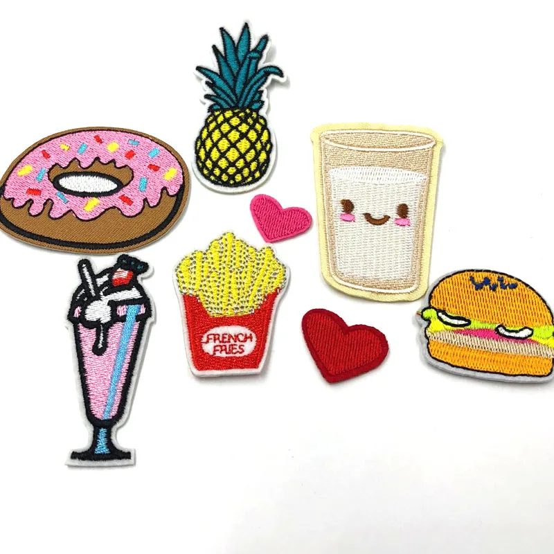 1 PCS Mix foods Patches for Clothing Iron on Embroidered Sew Applique