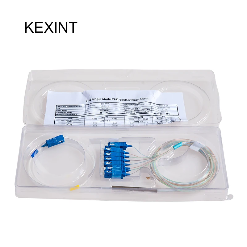 Kexint PLC Splitter 1*8 мини модуль 0.9 1 м с разъемом SC/UPC 10 штук