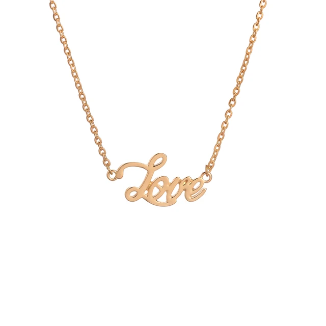 Fashion Design Gold Plated Love Word Necklace Personalized Letter Vintage Pendant Necklace As Mothers Day Gifts Fashion Design Gold Plated Love Word Necklace Personalized Letter Vintage Pendant Necklace As Mothers Day Gifts