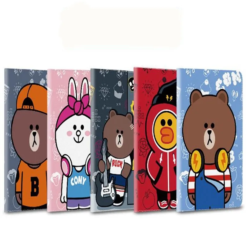 

New arrive cartoon Brown bear Minnie rabbit pattern tablet case for ipad new 2017 A1822 brand quality tablet cover with parcel