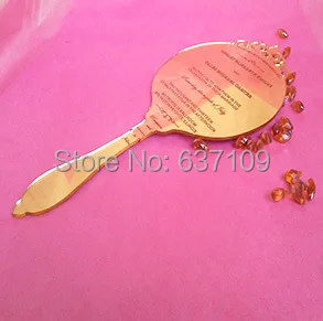  Special shape acrylic wedding invitation card Vintage round Bronze handheld mirror shape accrylic w - 32302900683