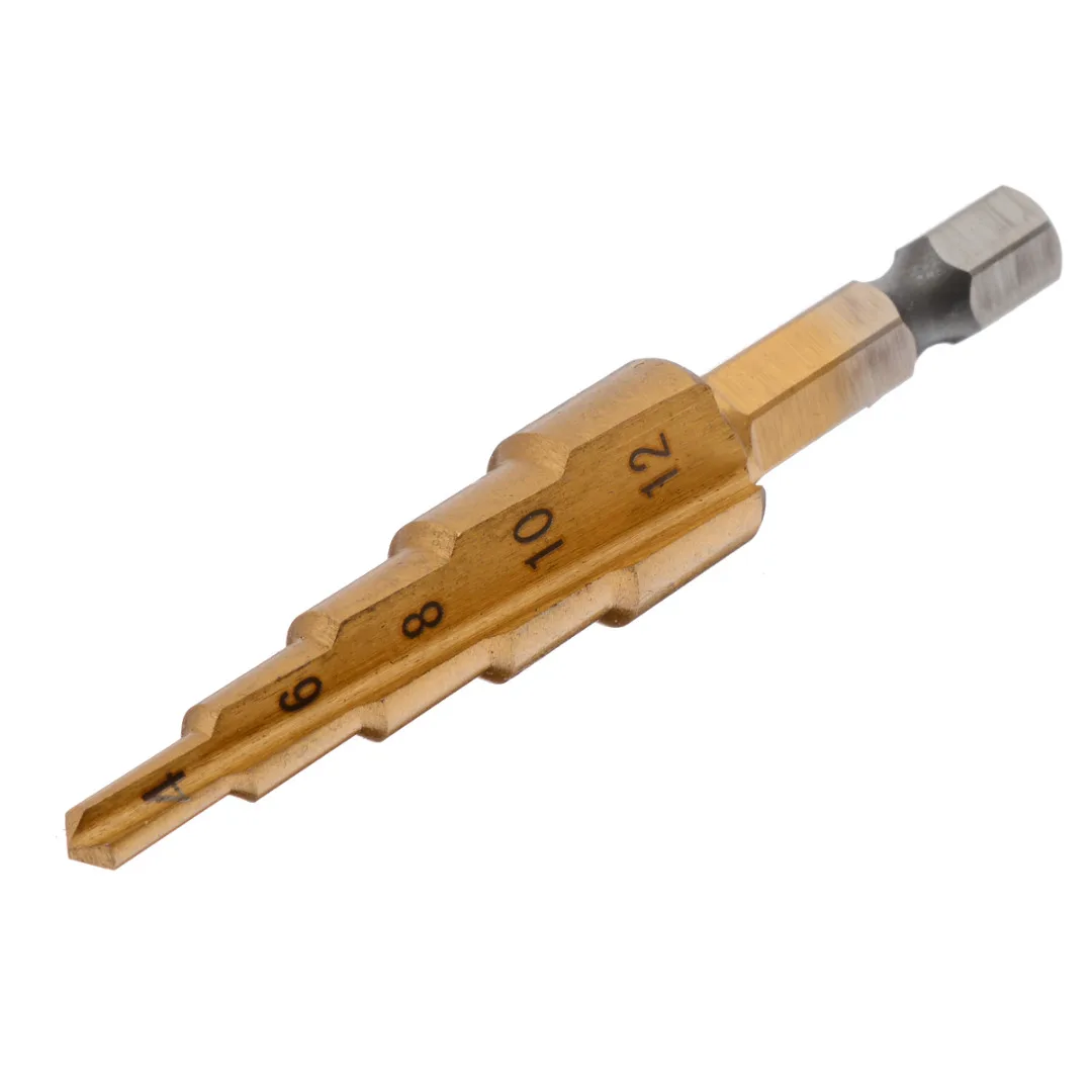 Titanium Coated Hole Cutters HSS Step Cone Drill Bits for Cutting Steel Brass Wood Plastic 4-12mm 4-20mm 4-32mm