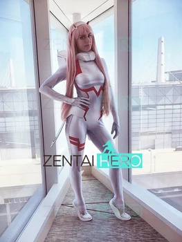 

Free Shipping 3D Printed Zero Two Darling in the Franxx Zero Two 02 Cosplay Costume Lycra Zentai Halloween Catsuit Only Bodysuit