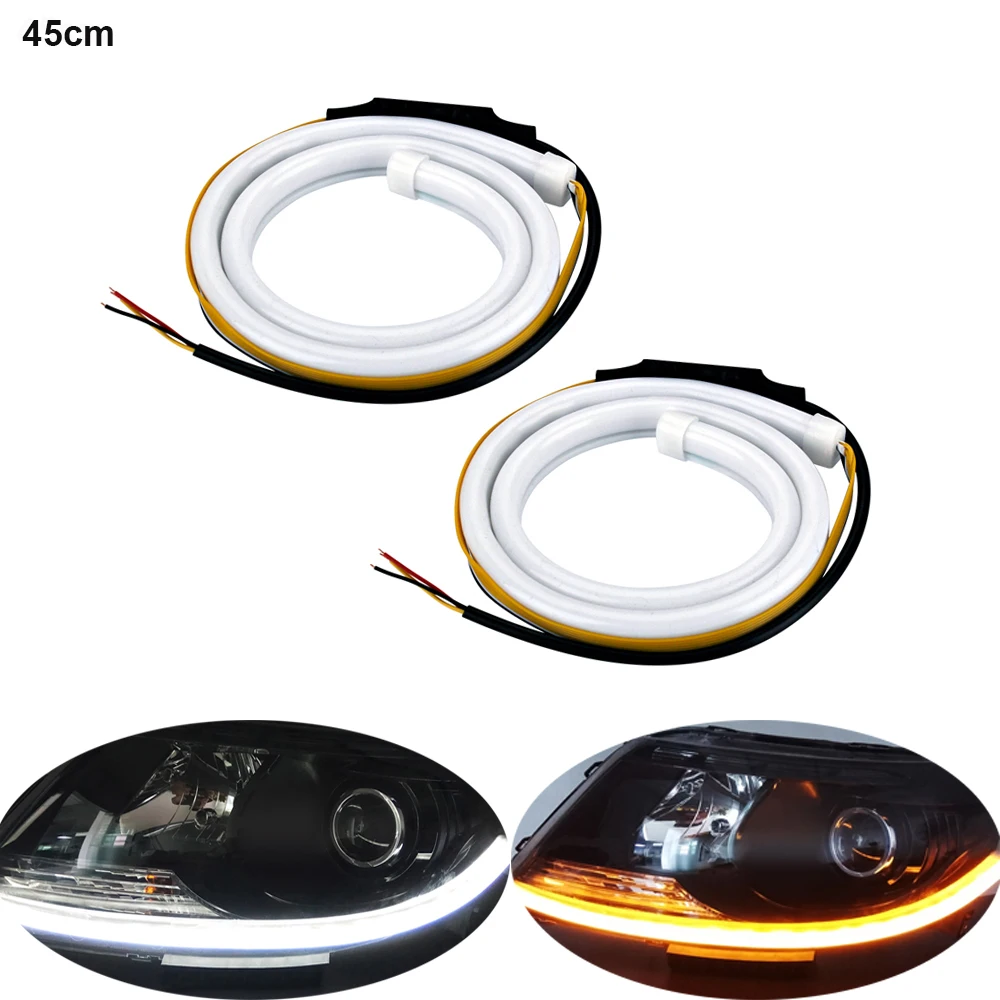 45cm LED DRL Flashing Flowing Daytime Running Lights For VW Golf Passat