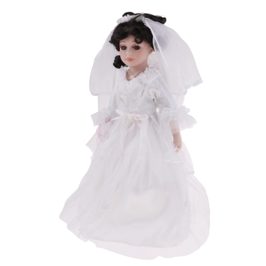40cm Victorian Porcelain Doll with Wedding Dress White Home Display Decoration Gifts
