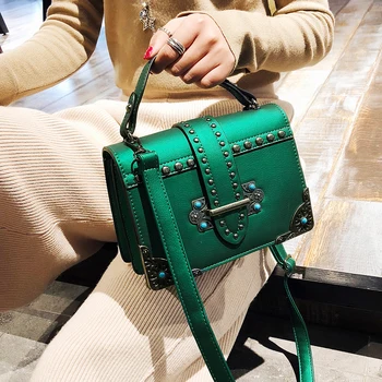 

Women Small Vintage Handbag Pretty Party Elegant Messenger Crossbody Bag Rivet Classic Casual High Quality Shoulder Bag Tote