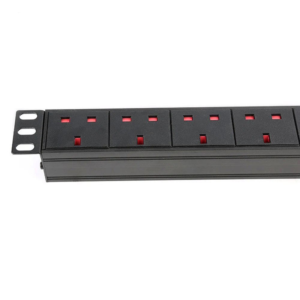 PDU Power Strip Surge Protector 8 Way UK Outlets Switch Overload Protection Network Cabinet Rack Sockets with 2m Extension Cord