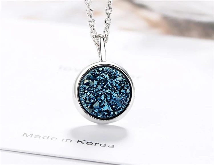Серебряное ожерелье с подвеской в виде звездного неба с синими кристаллами и памятью, 925 пробы, SNE409