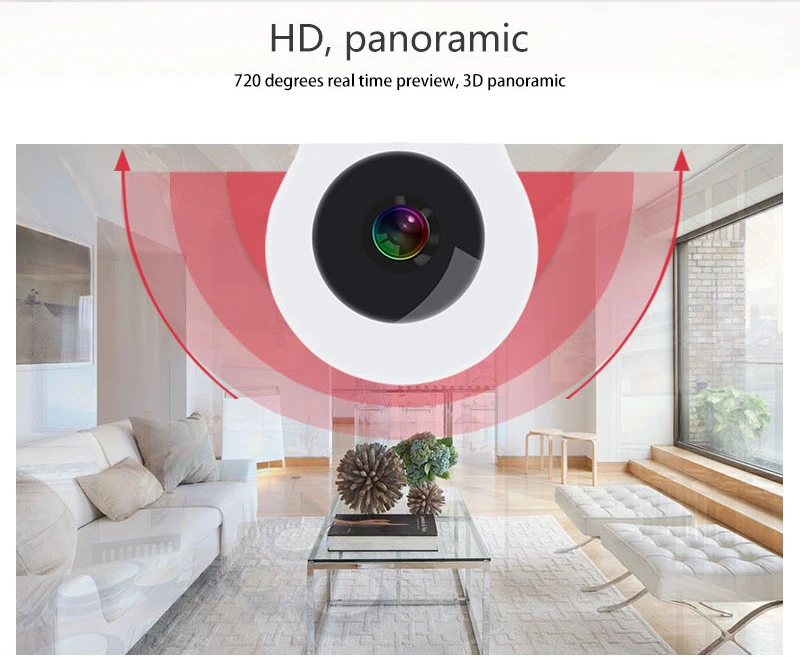 IP камера N_eye с Wi Fi HD 1080P двойной панорамный объектив 720 градусов мини