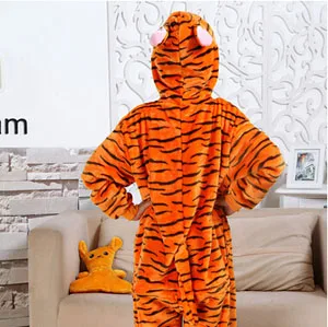 Onesie/Детские пижамы кигуруми с единорогом; Пижама с пандой и единорогом для мальчиков и девочек; Милая Пижама с рисунком кролика; маскарадные пижамы с капюшоном - Цвет: Tiger