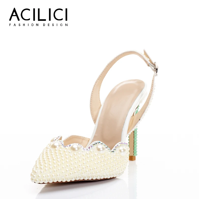 

Woman Sandals Fashion Brand Buckle Stiletto High Heel Pointed Toe Sexy Ankle Strap Wedding Shoes Bling Bling Lady High Heels
