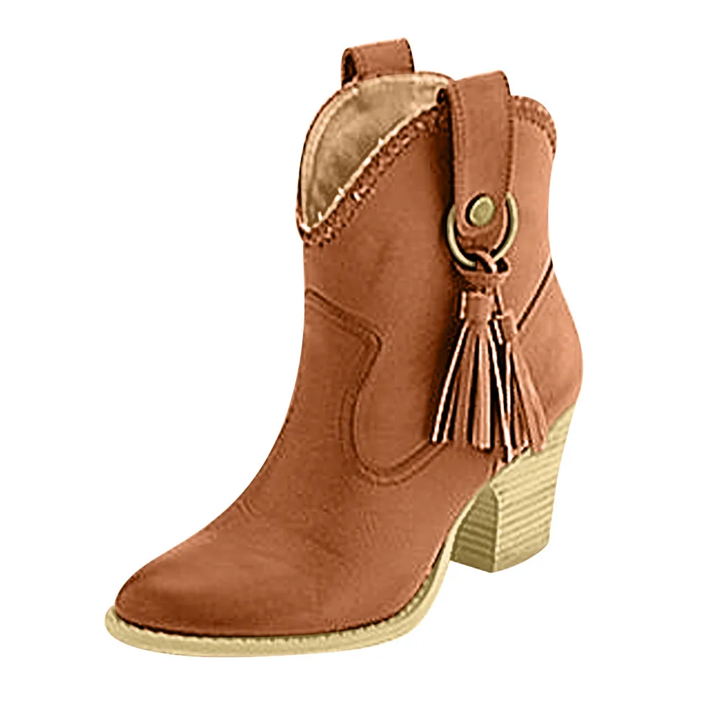 

MUQGEW Fringed boots women winter 2019 autumn Large ankle boots for women Size Knight Boots High Heel Women's boots botas mujer