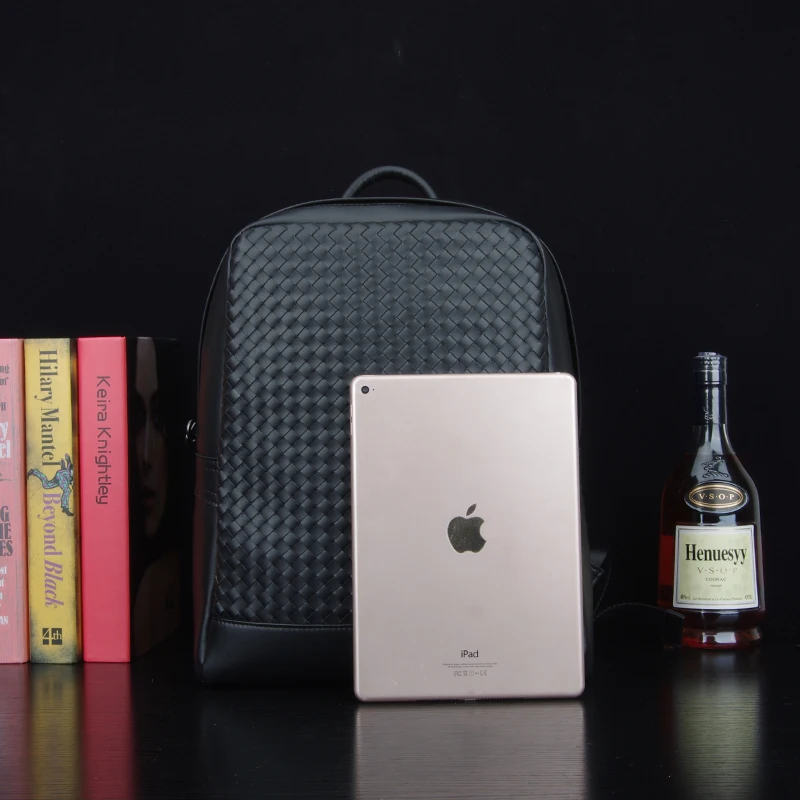 Kaisiludi braid duplex leather men's leisure travel bag large capacity fashion simple business travel men's backpack