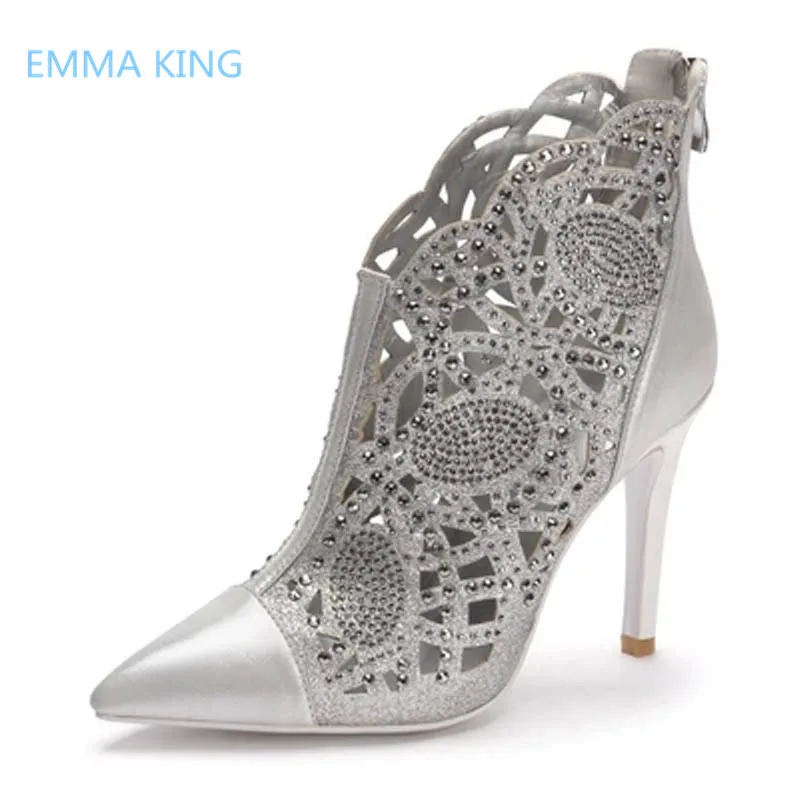 

2019 New Summer Women Gladiator Sandals Boots Pointed Toes Sexy Stilettos High Heel Ladies Party Shoes Woman Cut-Out Ankle Boots