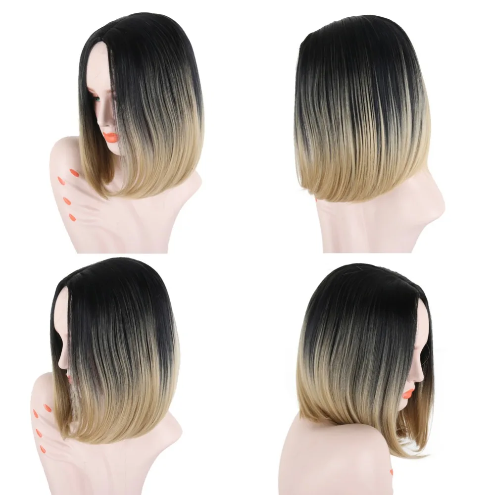 Deyngs короткие синтетические парики для черных женщин 14 дюймов Pixie Cut Ombre серые парики прямые синтетические волосы парики с темным корнем