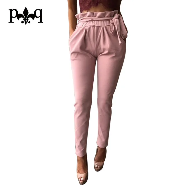 Hilove Women Pants Summer 2017 High Waist Pencil Pant Casual Elegant Ladies Office Wear Bow Skinny Hilove Women Pants Summer 2017 High Waist Pencil Pant Casual Elegant Ladies Office Wear Bow Skinny