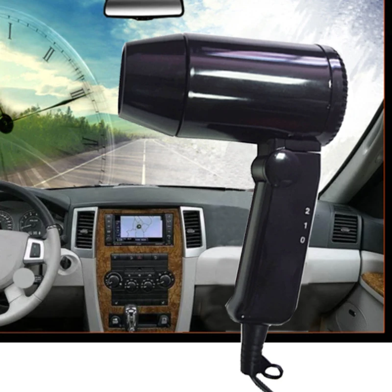 Foldable Car Hair Dryer 12V Portable Hot Cold Travel Hairdressing Car Styling Electric Blower Camp Hair Dryer Window Defroster  (3)