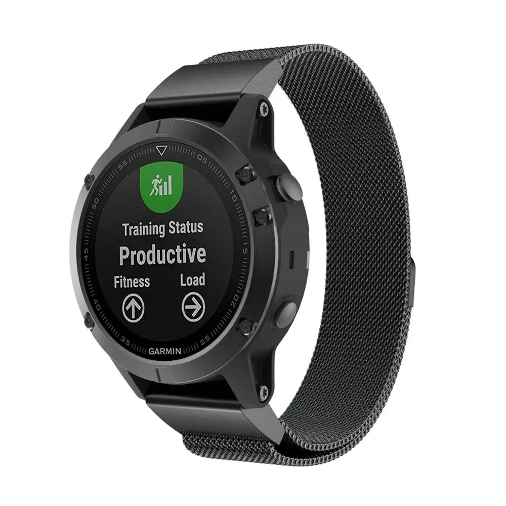 Для часы с датчиками наручных gps-часов Garmin fenix 5x, 3, 5, XPlus forerunner 935 945 Quick Fit Миланский металлический ремешок Магнитный стальной ремешок для часов - Цвет ремешка: Черный