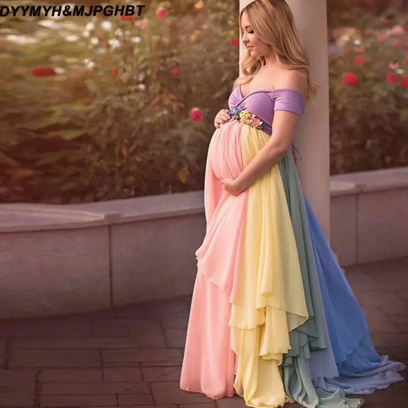 Pragnent Women Dresses Custom Chiffon Pageant Gowns Multi Colors A Line Robe De Soiree Vestido Longo Pleat Cheap Dress Plus Size_