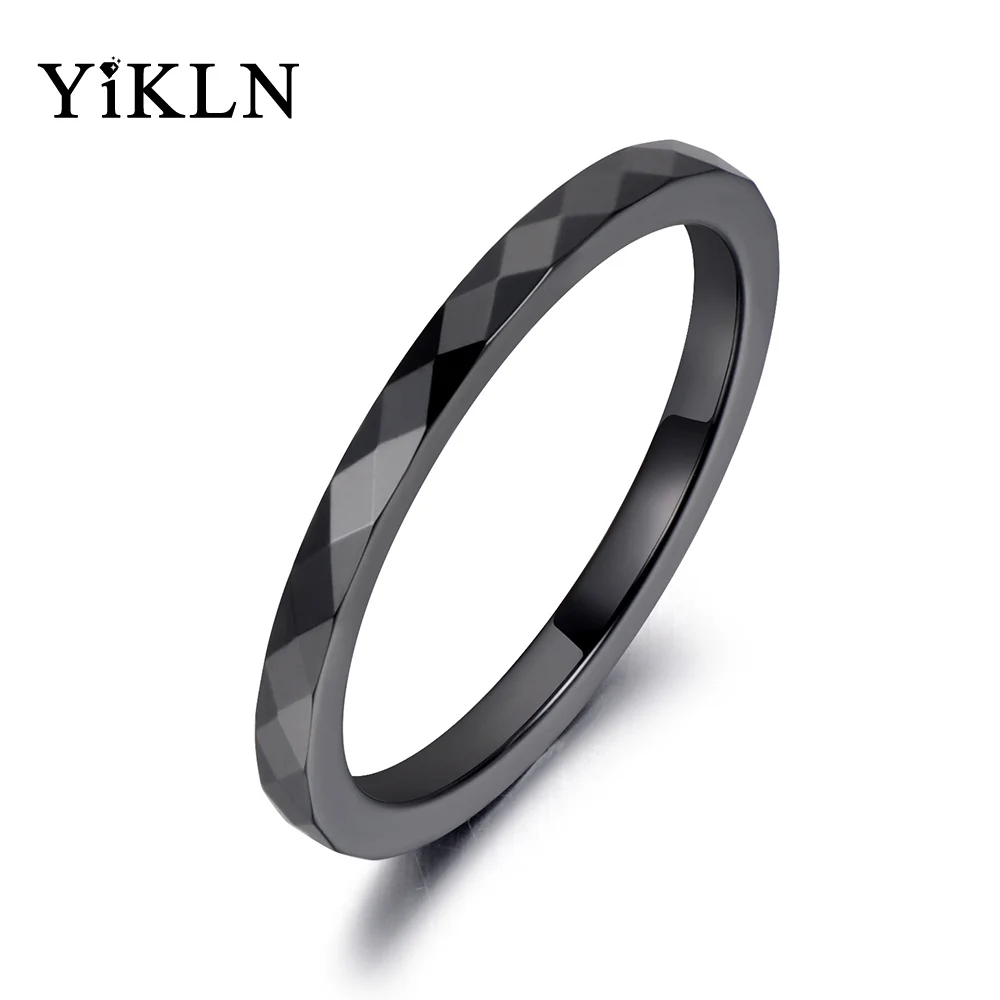 

YiKLN Trendy 2mm Black/White Cutting Ceramics Rings Girls Jewelry Classic Wedding Engagement Rings For Women Anneaux YR19051