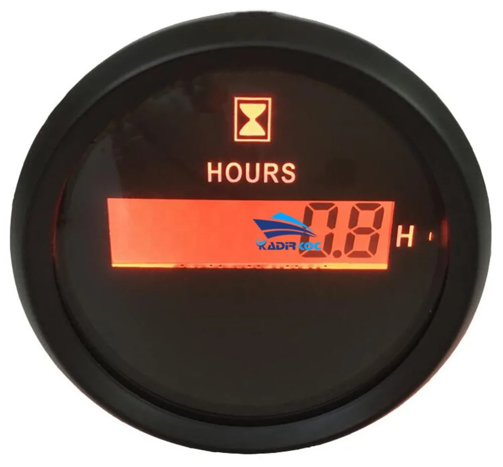

Pack of 1 Red Backlight 52mm Digital Hour Meters 9-32VDC LCD Hourmeters Waterproof Clock Gauges Time Gauges for Auto Boat